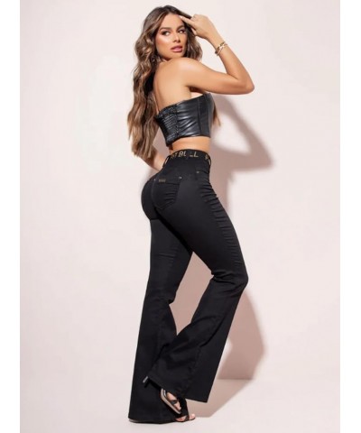 Jeans Women's Flare High Waisted Pants 66538 Black $39.61 Jeans