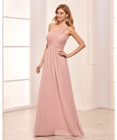 One Shoulder Bridesmaid Dresses for Wedding Long Chiffon Ruched Bust Formal Evening Dress Red $27.50 Dresses