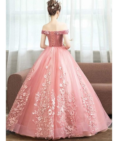 Women's Quinceanera Dresses Lace Appliques Off Shoulder Ball Gown Sweet 16 Dresses with Pearl Darkgray $36.14 Dresses