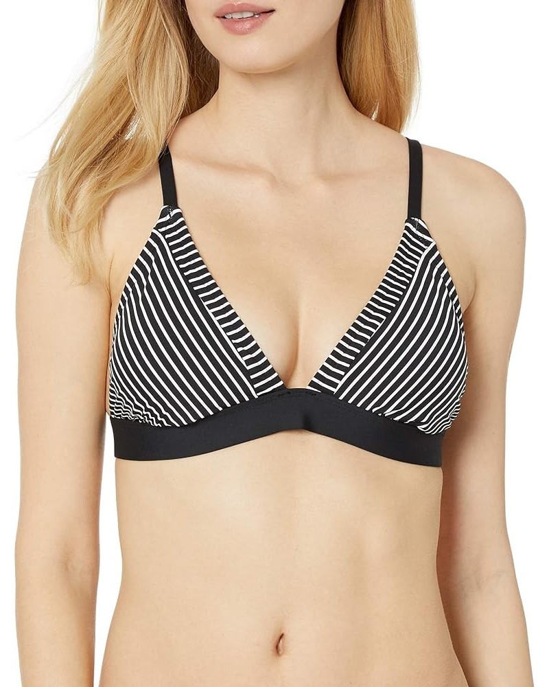 Women's Standard Banded Bikini Swimsuit Top Black/White//Pin Stripes $17.81 Swimsuits