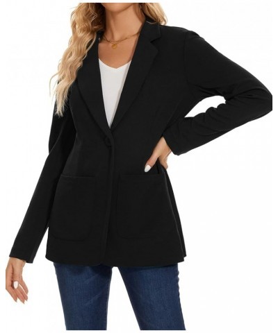 Blazers for Women Casual Long Sleeve Open Front Cardigan Button Work Office Blazers Jackets with Pockets Black $21.31 Blazers