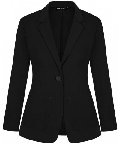 Blazers for Women Casual Long Sleeve Open Front Cardigan Button Work Office Blazers Jackets with Pockets Black $21.31 Blazers