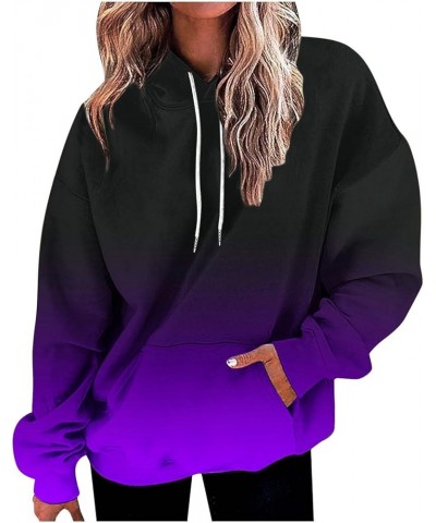 Holiday Sweatshirts For Women Loose Fit Holiday Outfits Long Sleeve Pullover Teen Girls Y2k Hoodie Tops With Pocket A12purple...