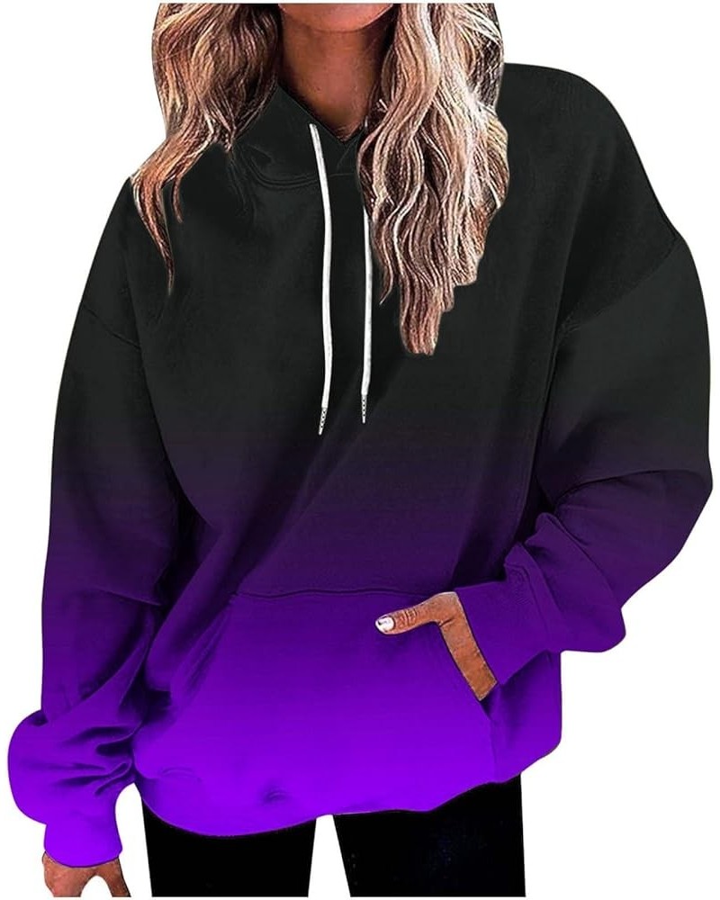 Holiday Sweatshirts For Women Loose Fit Holiday Outfits Long Sleeve Pullover Teen Girls Y2k Hoodie Tops With Pocket A12purple...