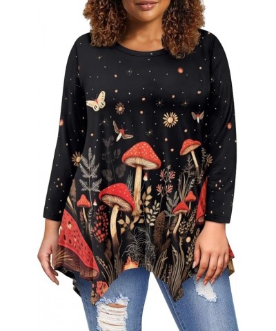 Plus Size Womens Tops Tunic Tops for Women Loose Fit S-3XL Starry Mushroom $12.90 Tops