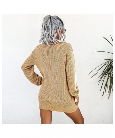 Off The Shoulder Sweater Dress Fall Dress Winter Dress for Women Cable Crochet Knitted Jumper Sweater Khaki $18.06 Sweaters