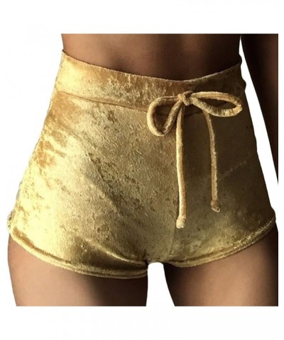 Women Sexy Velvet Shorts Exercise Workout Bottoms Shorts, Two Size up Golden $6.30 Shorts