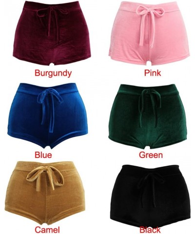 Women Sexy Velvet Shorts Exercise Workout Bottoms Shorts, Two Size up Golden $6.30 Shorts