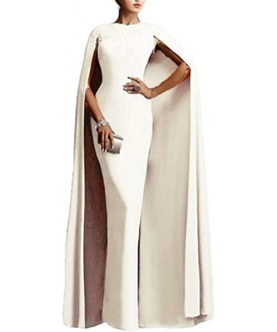 Women's Mother Of The Bride Party Prom Dress With Cape Neck Lace Ivory $33.49 Dresses