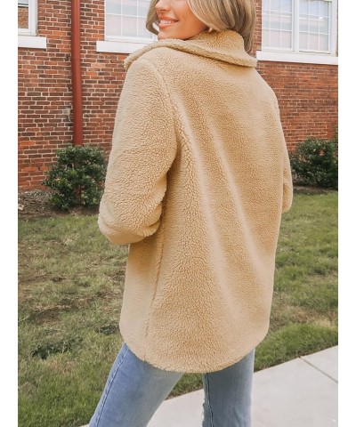 Women's 2023 Fashion Winter Coat Long Sleeve Lapel Teddy Bear Faux Shearling Shaggy Oversized Jacket Khaki $23.13 Coats