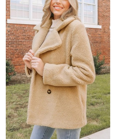 Women's 2023 Fashion Winter Coat Long Sleeve Lapel Teddy Bear Faux Shearling Shaggy Oversized Jacket Khaki $23.13 Coats