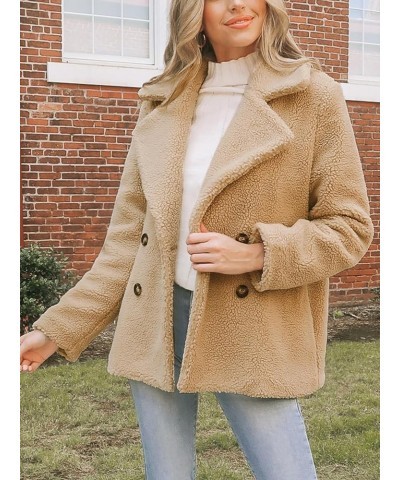 Women's 2023 Fashion Winter Coat Long Sleeve Lapel Teddy Bear Faux Shearling Shaggy Oversized Jacket Khaki $23.13 Coats