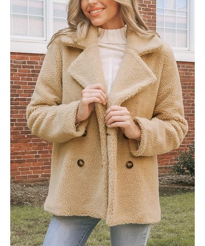 Women's 2023 Fashion Winter Coat Long Sleeve Lapel Teddy Bear Faux Shearling Shaggy Oversized Jacket Khaki $23.13 Coats