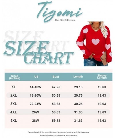 Plus Size Sweaters for Women Sexy Off Shoulder Pullover Crew Neck V Neck Hollow Out Long Sleeve Knitted Tops E671-red Heart $...