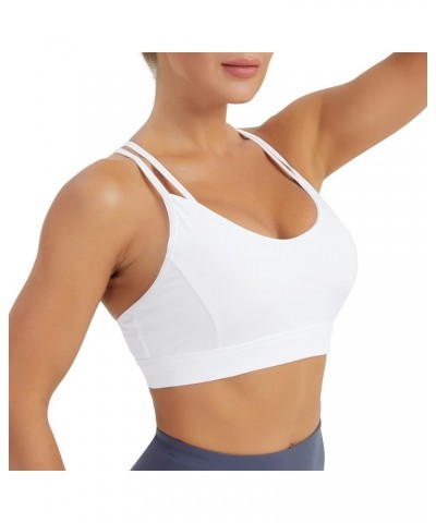 Women's Sports Bra, Crisscross Back Padded Strappy Sports Bra Medium Support Yoga Bra with Removable Cups White $12.00 Lingerie