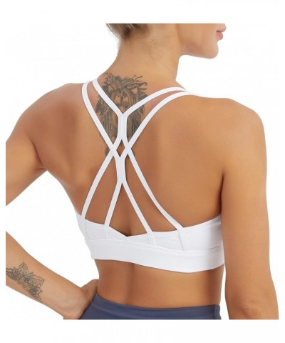 Women's Sports Bra, Crisscross Back Padded Strappy Sports Bra Medium Support Yoga Bra with Removable Cups White $12.00 Lingerie