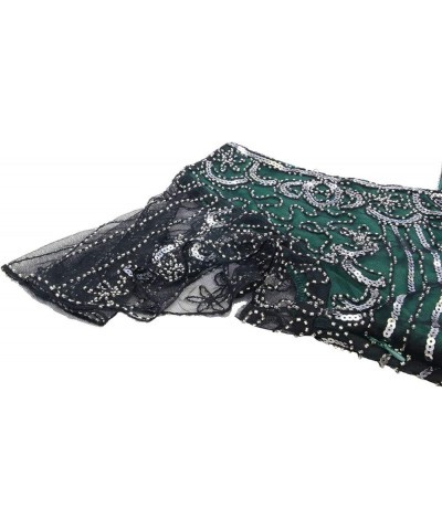 Women 1920s Sequin Beaded Tassels Hem Flapper Dress With 20s Headband Accessories Set Style 3 Silver Green $25.96 Sets