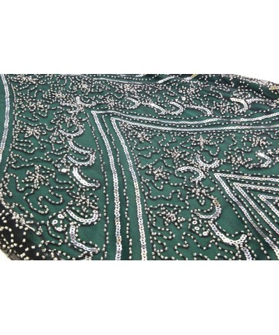 Women 1920s Sequin Beaded Tassels Hem Flapper Dress With 20s Headband Accessories Set Style 3 Silver Green $25.96 Sets