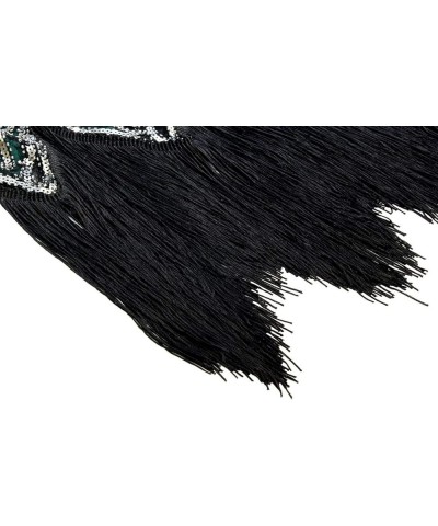 Women 1920s Sequin Beaded Tassels Hem Flapper Dress With 20s Headband Accessories Set Style 3 Silver Green $25.96 Sets