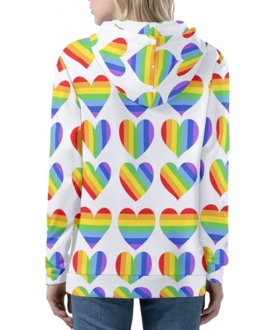 Women Zip Up Hoodie Y2K Sweatshirt Oversize Jackets Fall Outfits Rainbow Heart $19.11 Hoodies & Sweatshirts