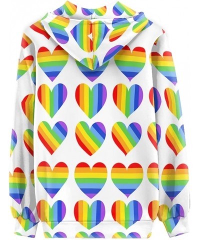 Women Zip Up Hoodie Y2K Sweatshirt Oversize Jackets Fall Outfits Rainbow Heart $19.11 Hoodies & Sweatshirts