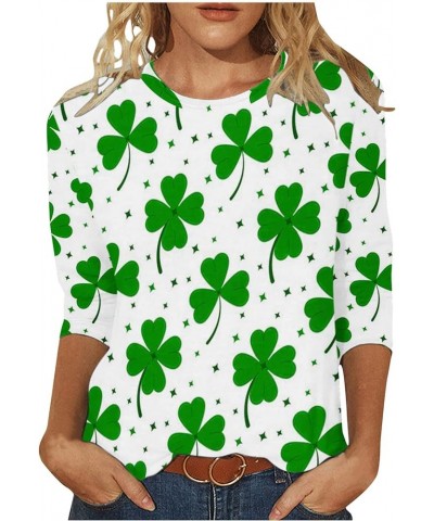 2024 St Patrick's Day Shirt for Women Irish Shamrock Graphic 3/4 Sleeve Tops Spring Crewneck Blouse Lucky Clover Tunic Tshirt...