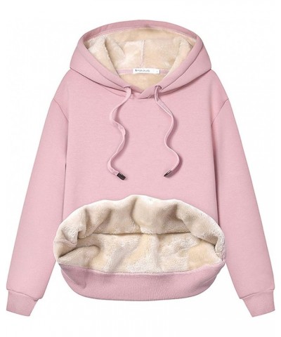 Women's Winter Hoodies Pullover Sherpa Fleece Warm Heavyweight Sweatshirt Z4 Pink $18.90 Jackets