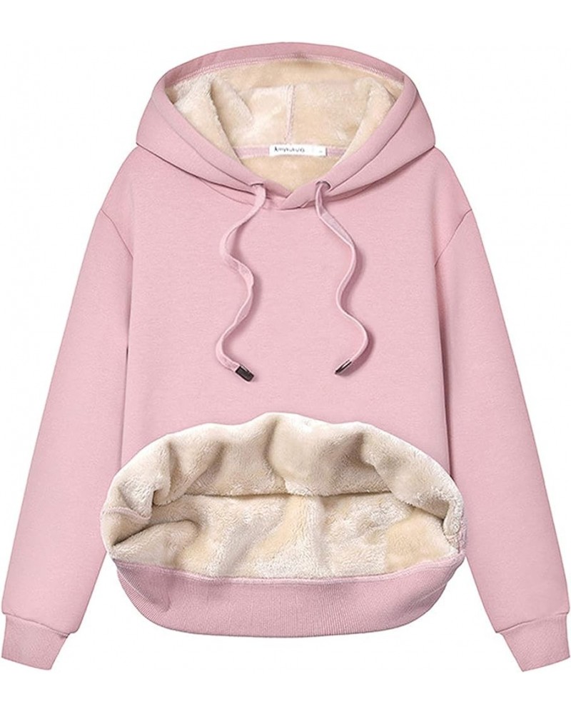 Women's Winter Hoodies Pullover Sherpa Fleece Warm Heavyweight Sweatshirt Z4 Pink $18.90 Jackets