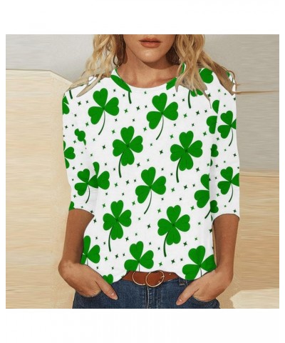 2024 St Patrick's Day Shirt for Women Irish Shamrock Graphic 3/4 Sleeve Tops Spring Crewneck Blouse Lucky Clover Tunic Tshirt...