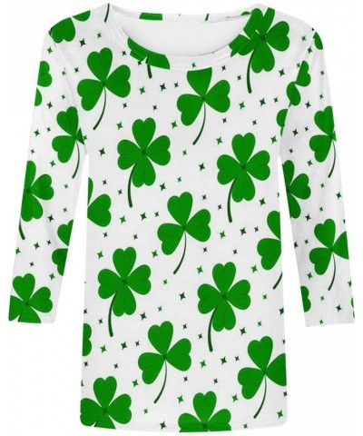 2024 St Patrick's Day Shirt for Women Irish Shamrock Graphic 3/4 Sleeve Tops Spring Crewneck Blouse Lucky Clover Tunic Tshirt...