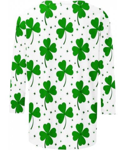 2024 St Patrick's Day Shirt for Women Irish Shamrock Graphic 3/4 Sleeve Tops Spring Crewneck Blouse Lucky Clover Tunic Tshirt...