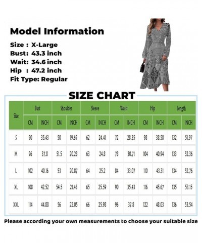 Women Dresses Women's Autumn and Winter Casual Fashion V-Neck Long Sleeve Gradient Print Long Dress 1-cyan $13.20 Activewear