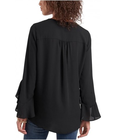 Women's Flutter Sleeve V-Neck Tunic Rich Black $38.05 Tops