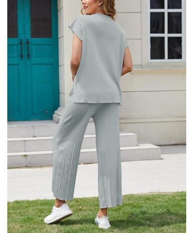 Womens Two Piece Outfits Knit Pullover Sweater Vest High Waisted Pants Lounge Set Sweatsuits Greygreen $18.32 Activewear