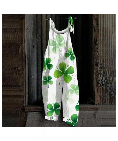 Womens St Patrick'S Day Outfit Lucky Charms Onesie Adult Jumpsuits Pants Clover Green Trousers Shamrock Slacks WQ02 White $10...