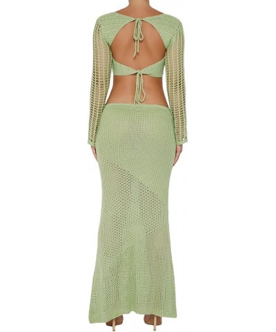 Women Hollow Out Y2k Bodycon Mini Dress Crochet Cover Up Knit Dress See Through Beachwear Dress Knit Sundress 02-green $19.71...