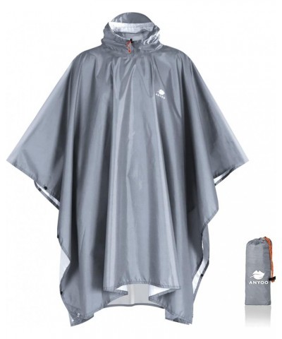 Waterproof Rain Poncho Lightweight Reusable Hiking Hooded Coat Jacket for Outdoor Activities Light Gray $9.66 Coats