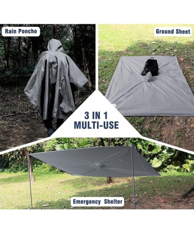 Waterproof Rain Poncho Lightweight Reusable Hiking Hooded Coat Jacket for Outdoor Activities Light Gray $9.66 Coats