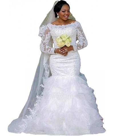 Wedding Dresses Lace Organza Tulle Long Bridal Gown Pleated for Bride Women A-4ivory $100.00 Dresses