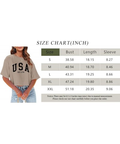 Womens Los Angeles California Letter Print Cropped T Shirt Half Sleeve Crop Tees Round Neck Summer Crop Tops Z01-khaki $10.75...