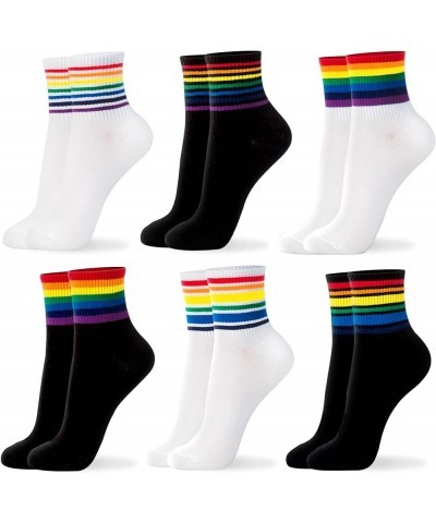 Women Crew Socks | 5-6 Pairs Tube Stripes Flower Print Rainbow Solid Polka Dot Patterned | Korean Daily Cotton Socks | US 6-8...