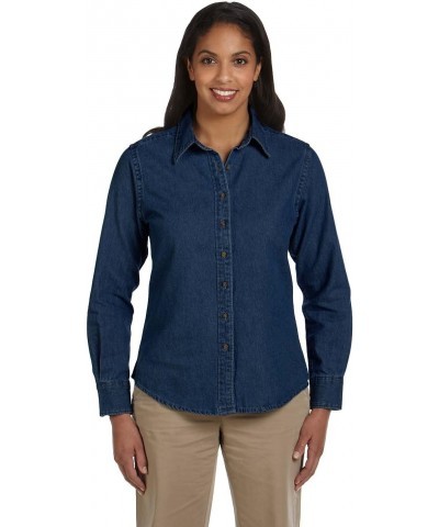 Ladies 6.5 oz. Long-Sleeve Denim Shirt, XL, DARK DENIM $14.98 Blouses