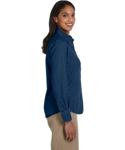 Ladies 6.5 oz. Long-Sleeve Denim Shirt, XL, DARK DENIM $14.98 Blouses