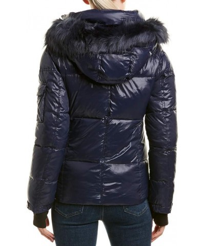 Women's Kylie Down Puffer Jacket with Faux Fur Trimmed Hood Navy $81.54 Coats