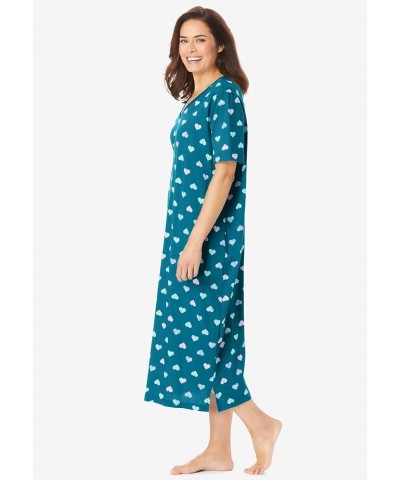 Women's Plus Size Long Print Sleepshirt Nightgown Black Dot $20.26 Sleep & Lounge