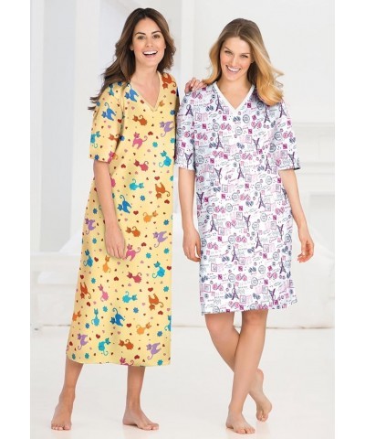 Women's Plus Size Long Print Sleepshirt Nightgown Black Dot $20.26 Sleep & Lounge