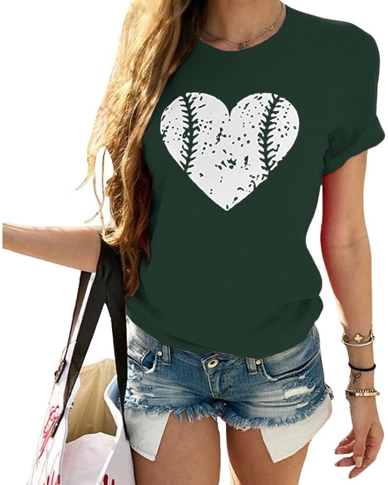 Women's Cute Heart Graphic T Shirts Casual Short Sleeve Crewneck Summer Tees Tops Z1-green $11.24 T-Shirts