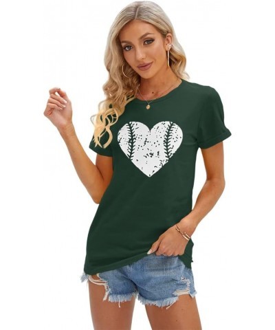 Women's Cute Heart Graphic T Shirts Casual Short Sleeve Crewneck Summer Tees Tops Z1-green $11.24 T-Shirts