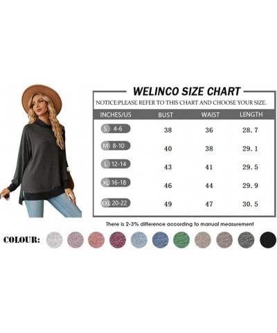 Womens Crewneck Pullovers Color Block Long Sleeve Side Split Tunic Tops Z02_dark Grey $16.78 Tops