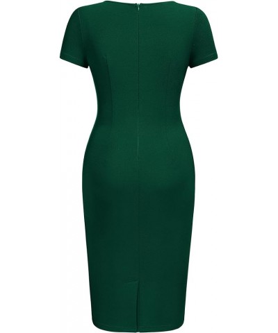 Women's Classic Keyhole Neck Wrap Cocktail Party Sheath Dress Dark Green $19.80 Dresses